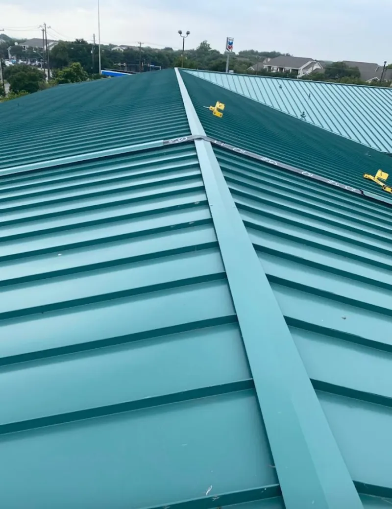 Green commercial metal roof ridge and valley for Metal Roof Repair in Whitpain